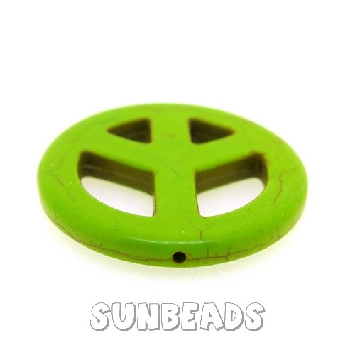 Turquoise kraal peaceteken 34mm (groen) - Klik op de afbeelding om het venster te sluiten