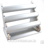 Armband standaard, liggend, PU leer, zilver, 3 rollen Armband standaard, liggend, PU leer, zilver, 3 rollen