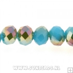 Facet kraal donut 6x4mm (turquoise/goud)