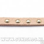 Suede veter met studs 6mm (beige)