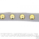 Suede veter met studs 6mm (lichtgrijs)