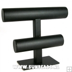 Armband standaard, liggend, PU leer, zwart, 2 rollen Armband standaard, liggend, PU leer, zwart, 2 rollen