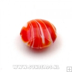 Glaskraal rond plat swirl (rood)