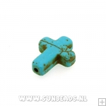 Turquoise kraal kruis 12x16mm (turquoise)