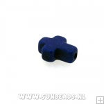 Turquoise kraal kruis 8x10mm (donkerblauw)