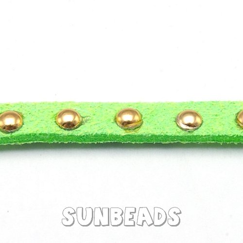 Suede veter met studs 6mm (appelgroen) - Klik op de afbeelding om het venster te sluiten