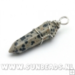 Halfedelsteen hanger met draad kapje (dalmatier)