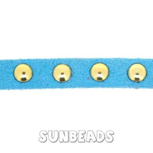 Suede veter met studs 6mm (turquoise) - Klik op de afbeelding om het venster te sluiten