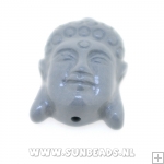 Resin kraal buddha 24mm (grijs)