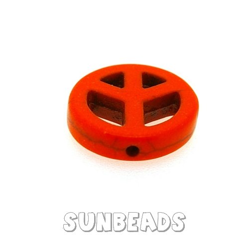 Turquoise kraal peaceteken 14mm (oranje) - Klik op de afbeelding om het venster te sluiten