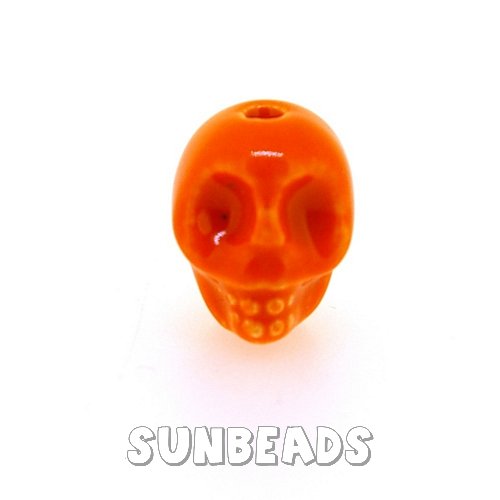 Keramiek kraal skull (oranje) - Klik op de afbeelding om het venster te sluiten