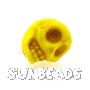 Turquoise kraal skull 12mm (geel) - Klik op de afbeelding om het venster te sluiten