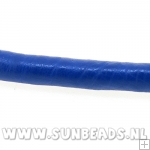 Pu leer stitched cord 5mm 2 mtr (kobaltblauw)
