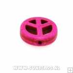 Turquoise kraal peaceteken 14mm (roze)