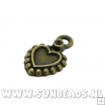 Metalen bedel hartje (oudgoud)