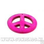 Turquoise kraal peaceteken 34mm (roze)