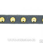 Suede veter met studs 6mm (donkergrijs)