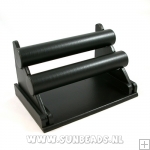 Armband standaard, liggend, PU leer, zwart, 2 rollen Armband standaard, liggend, PU leer, zwart, 2 rollen