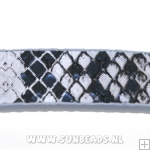 Plat pu leer snake print (wit/zwart)