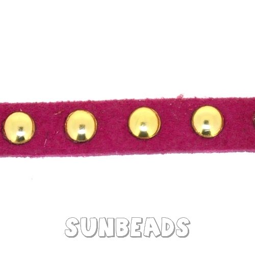 Suede veter met studs 6mm (fuchsia) - Klik op de afbeelding om het venster te sluiten