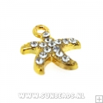 Metalen bedel zeester met strass (goud)