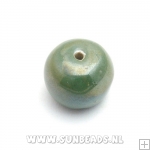 Keramiek kraal donut (donkergroen)