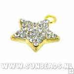 Metalen bedel zeester met strass (goud)