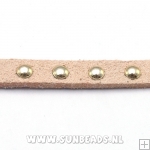 Suede veter met studs 6mm (beige)