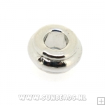 Metalen kraal rond groot gat (zilver)