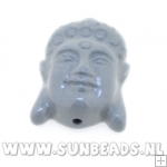 Resin kraal buddha 24mm (grijs)