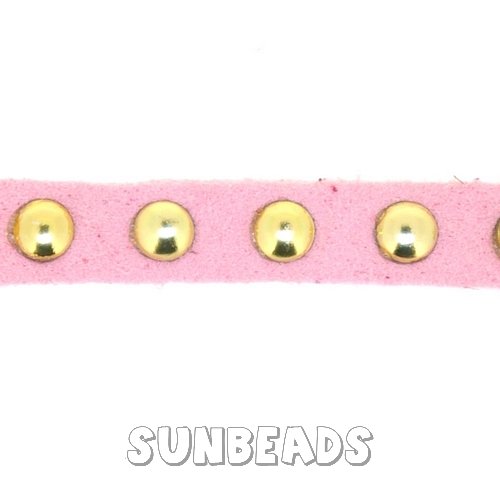 Suede veter met studs 6mm (roze) - Klik op de afbeelding om het venster te sluiten