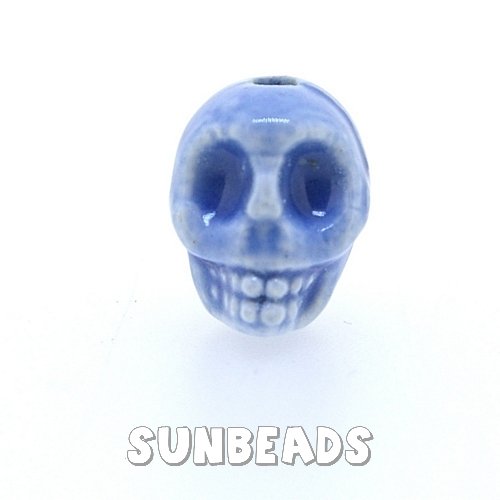 Keramiek kraal skull (lichtblauw) - Klik op de afbeelding om het venster te sluiten