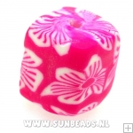 Fimo kraal vierkant 12mm (roze)