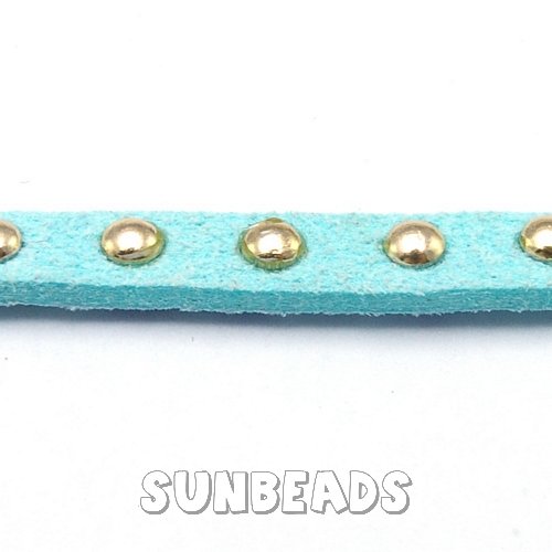 Suede veter met studs 6mm (lichtblauw) - Klik op de afbeelding om het venster te sluiten