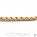 Gevlochten leerveter 3mm, 3mtr (naturel)