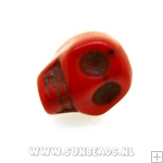 Turquoise kraal skull 14mm (rood)