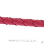 Gevlochten leerveter 4mm, 3mtr (roze)