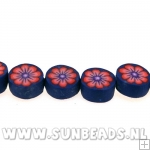 Fimo kraal rond plat 6mm (donkerblauw)