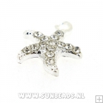 Metalen bedel zeester met strass (zilver)