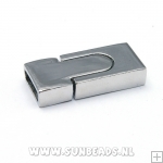 Magneetslot 28x12mm tbv plat leer 10mm (zilver)