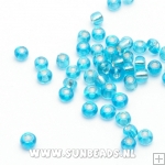 Rocailles 3mm turquoise met zilverfoil