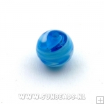 Glaskraal swirl rond 14mm (blauw)