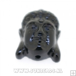 Resin kraal buddha 24mm (zwart)