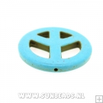 Turquoise kraal peaceteken 34mm (turquoise)