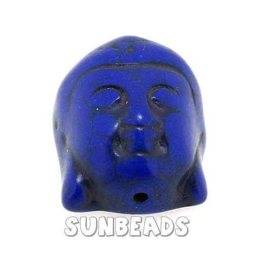 Turquoise kraal buddha 30mm (donkerblauw) - Klik op de afbeelding om het venster te sluiten