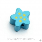 Houten kraal bloem (blauw)