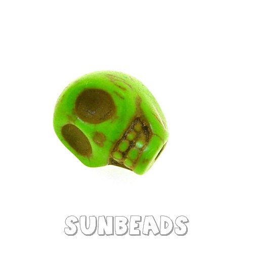 Turquoise kraal skull 14mm (groen) - Klik op de afbeelding om het venster te sluiten