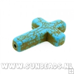 Turquoise kraal kruis 30mm (turquoise)