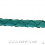 Gevlochten leerveter 5mm, 3mtr (petrol)