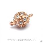 Magneetslot bol met strass 10mm (rosegoud)